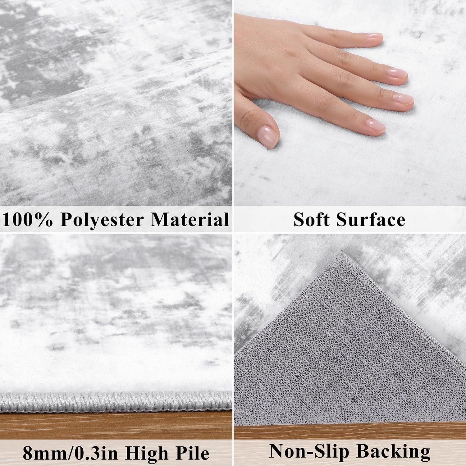 Hallway Runner Rug 80x200cm Non Slip Washable Low Pile Modern Hall Carpet