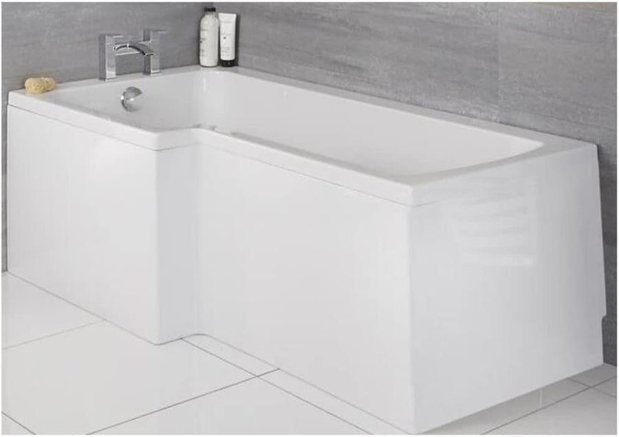 White Left Hand Square Shower Bath 1500x850mm Modern Acrylic