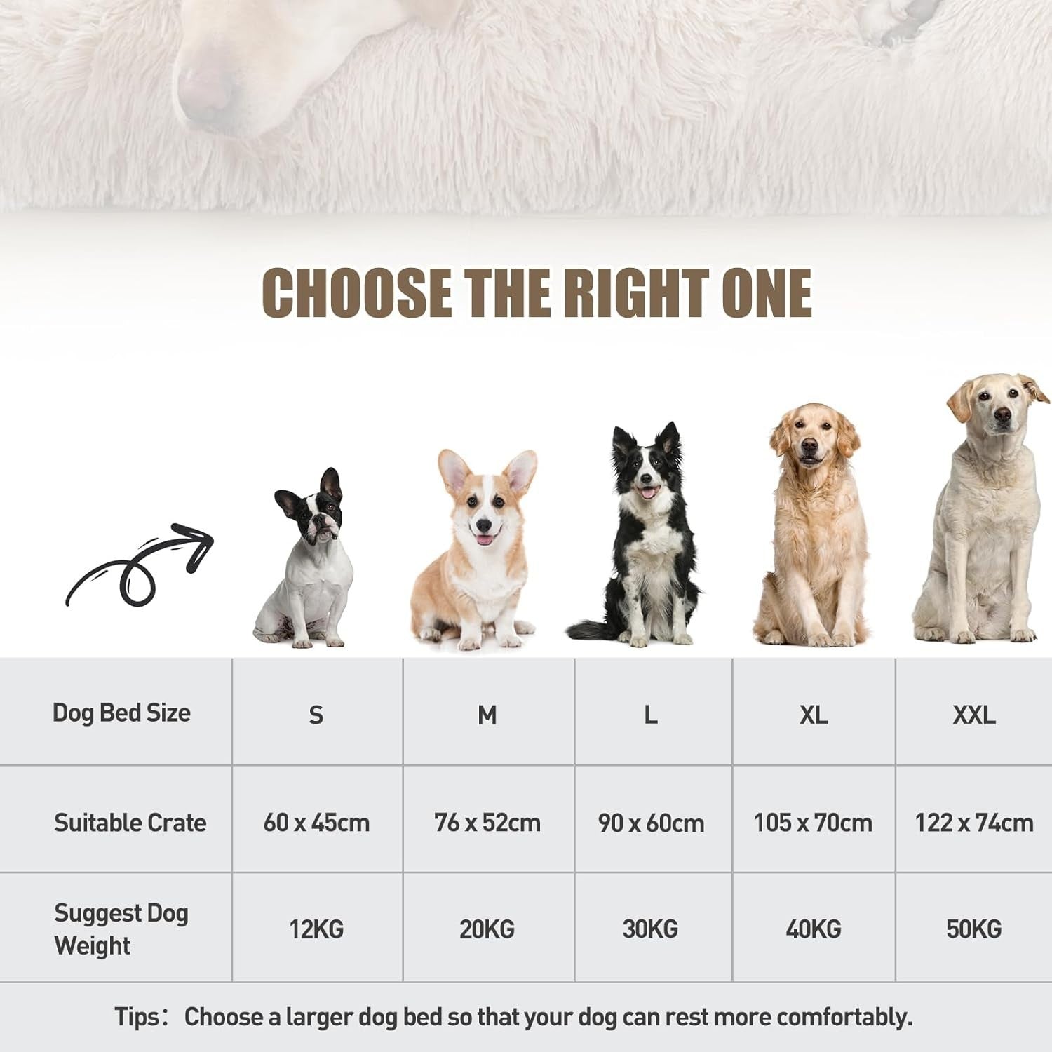 XL Anti Anxiety Dog Crate Mattress Fluffy Washable 105x70cm