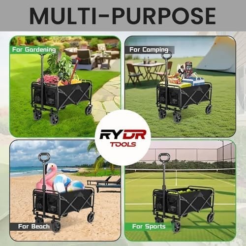70L Folding Trolley Cart – Portable Camping, Beach, Garden Wagon