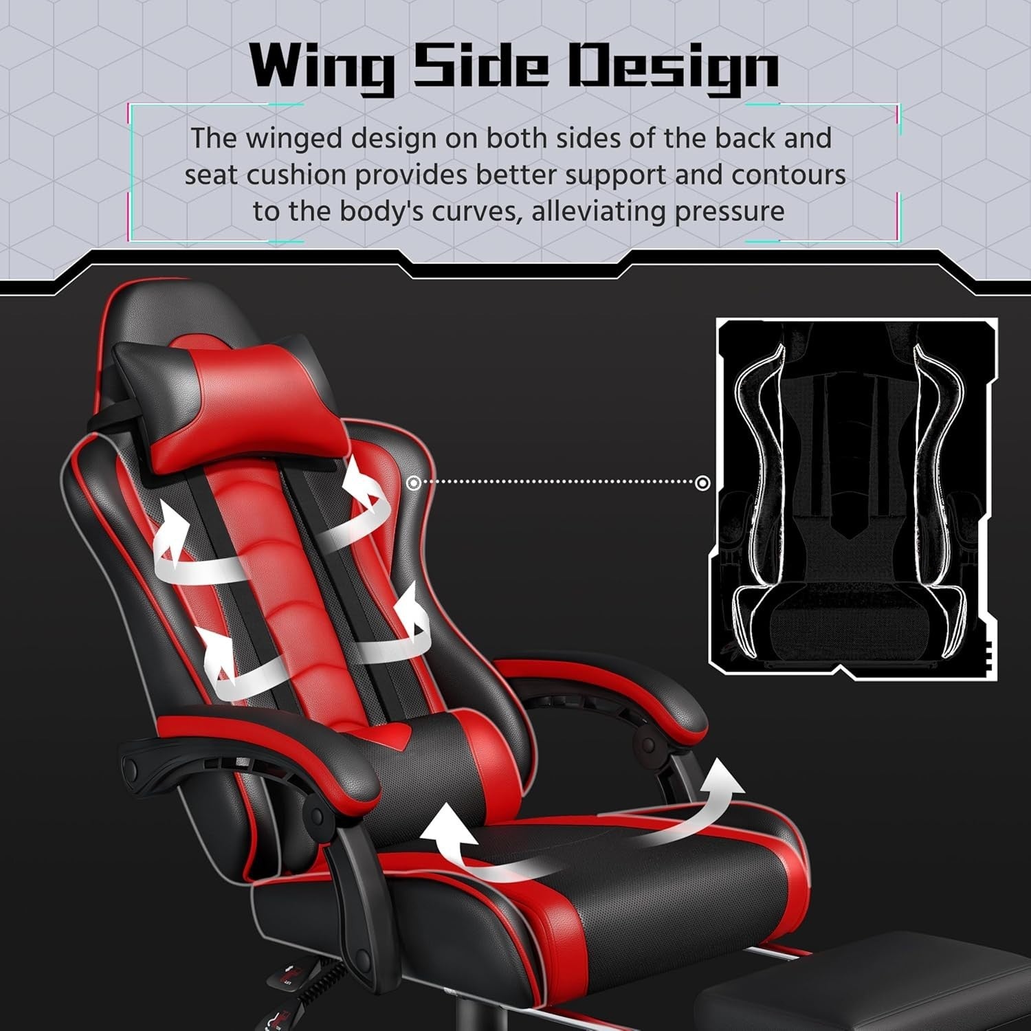 Gaming Chair Recliner Footrest Massage Office Desk PC Swivel Racer Black/Red