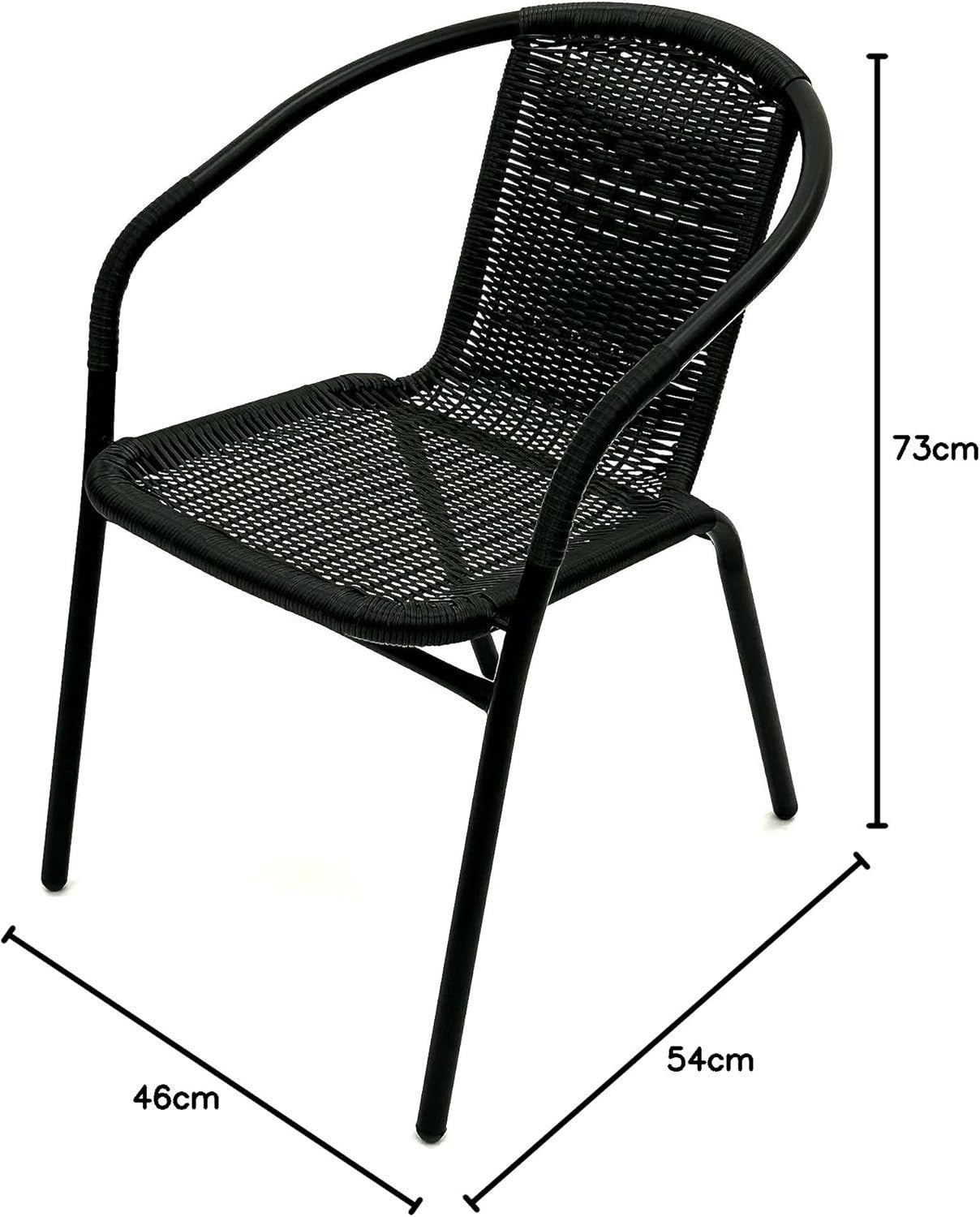 Black Rattan Garden Chair Stackable Bistro Patio Cafe Outdoor Seating