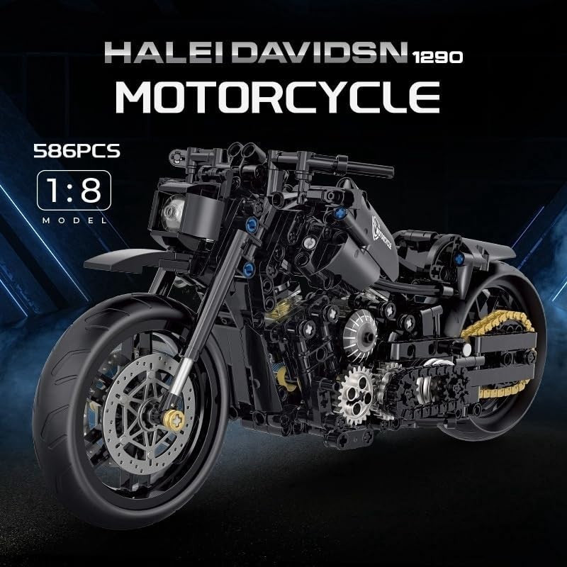 Realistic 586pcs Motorcycle Model Kit with Moving Suspension & Pistons