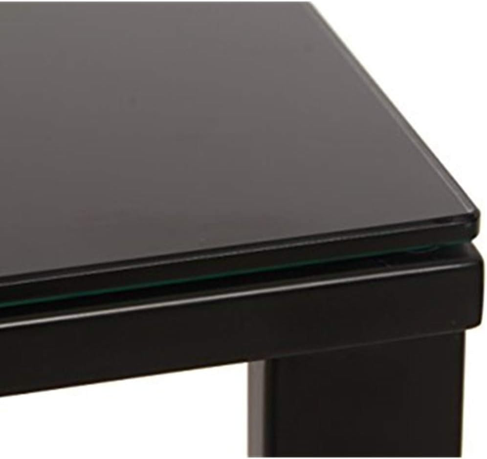 Black Tempered Glass Coffee Table with Storage & Metal Frame, 42cm Height