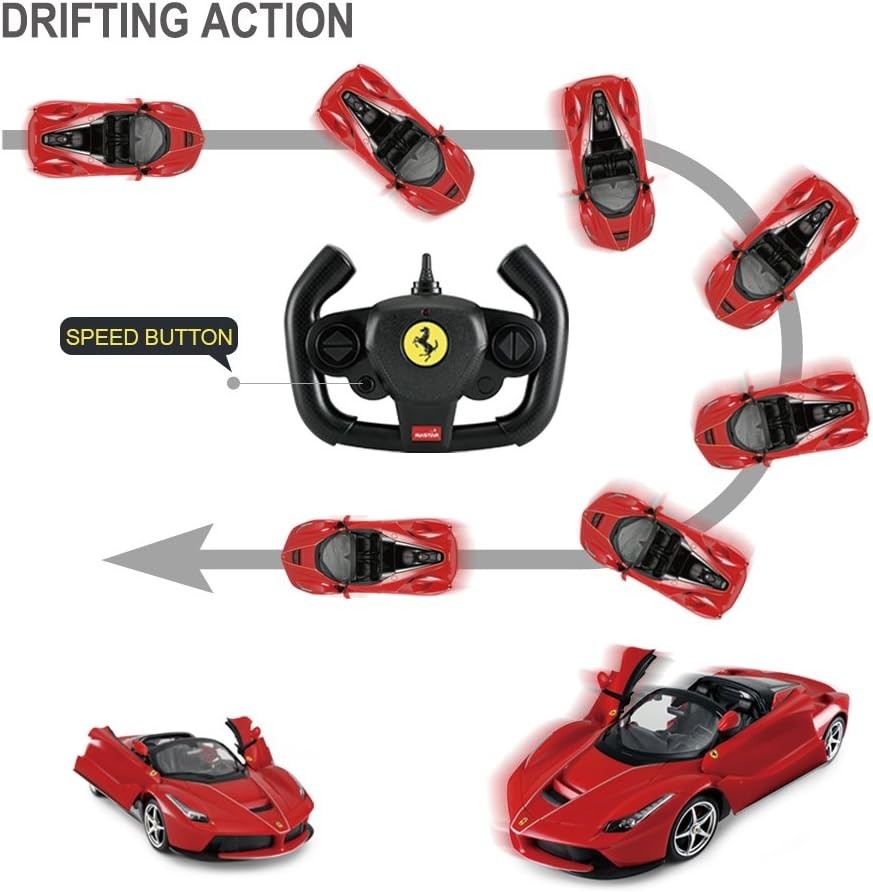 1:14 RC Car – Red Convertible with Open Doors, Working Lights & Drift