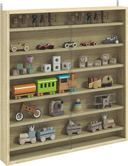 Modern 7-Tier Wall Display Cabinet with Glass Doors & Adjustable Shelves 83x80cm
