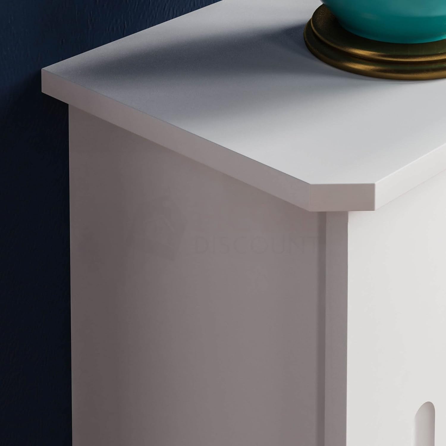 Small White Radiator Cover Cabinet with Modern Slats & Shelf