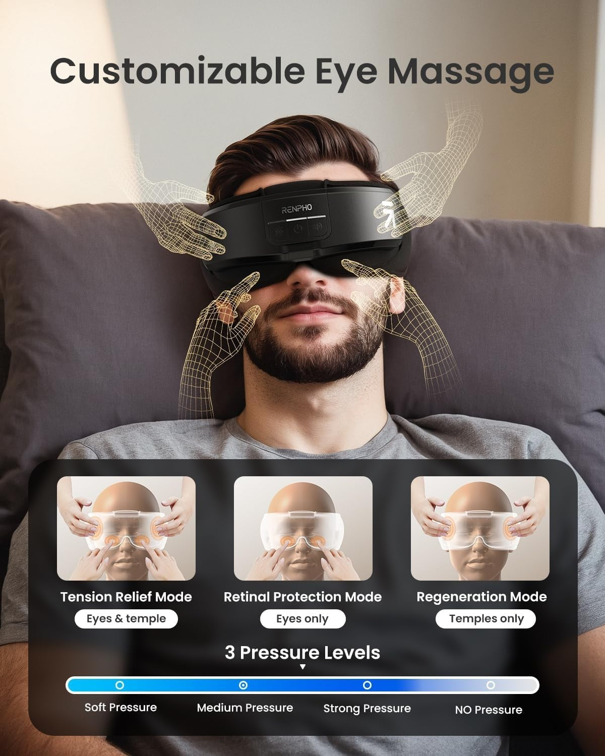Heated Eye Massager Mask Sleep Stress Relief Dry Eyes Fatigue Bluetooth