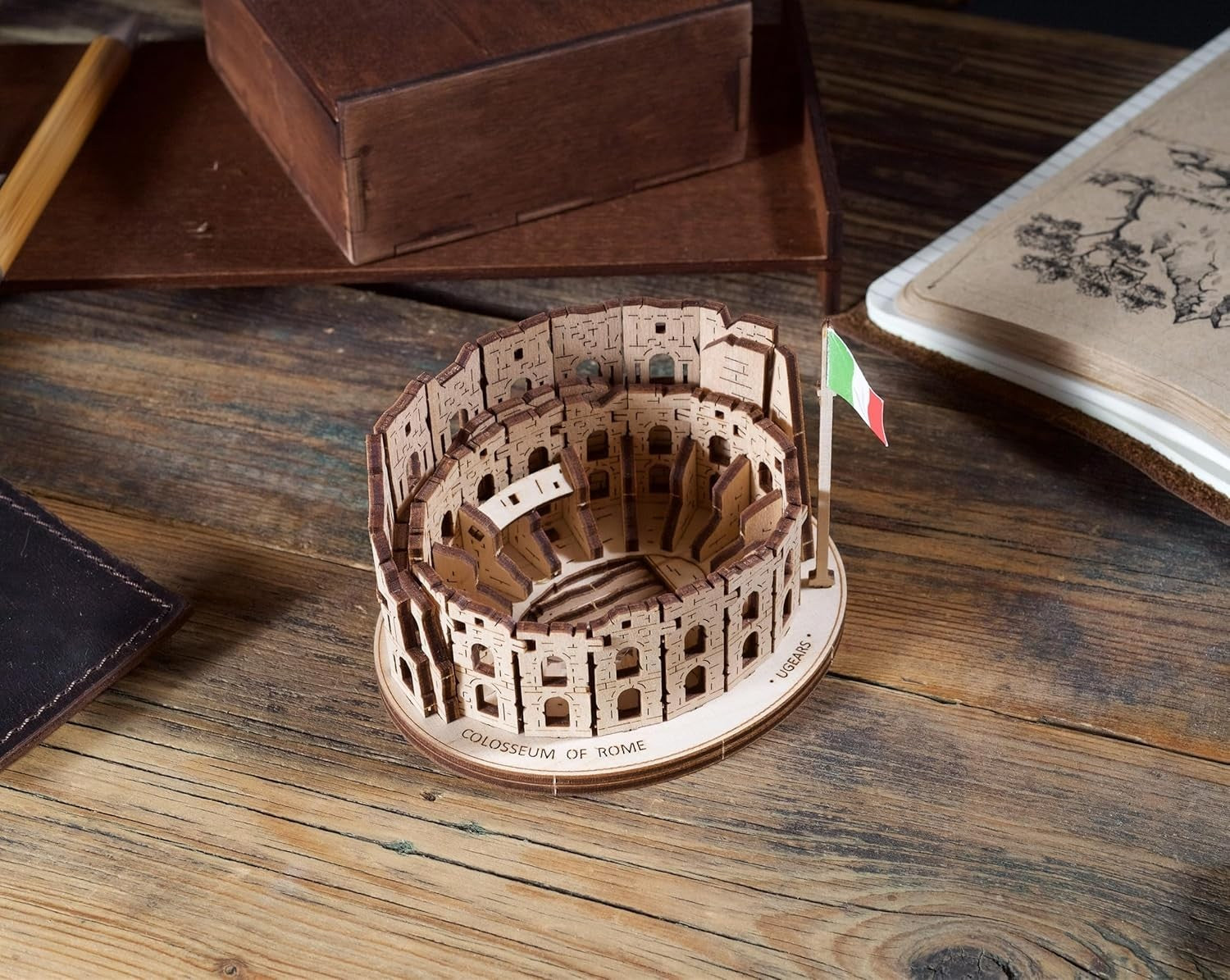 3D Wooden Rome Colosseum Puzzle Kit - Realistic DIY Model Building Set