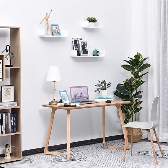 Modern U-Shaped Floating Shelves Set | White Wall Mounted Storage Display