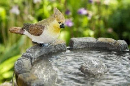 Solar Bird Bath 68cm Two Tier Fountain Feeder | Cobbled Garden Water Feature