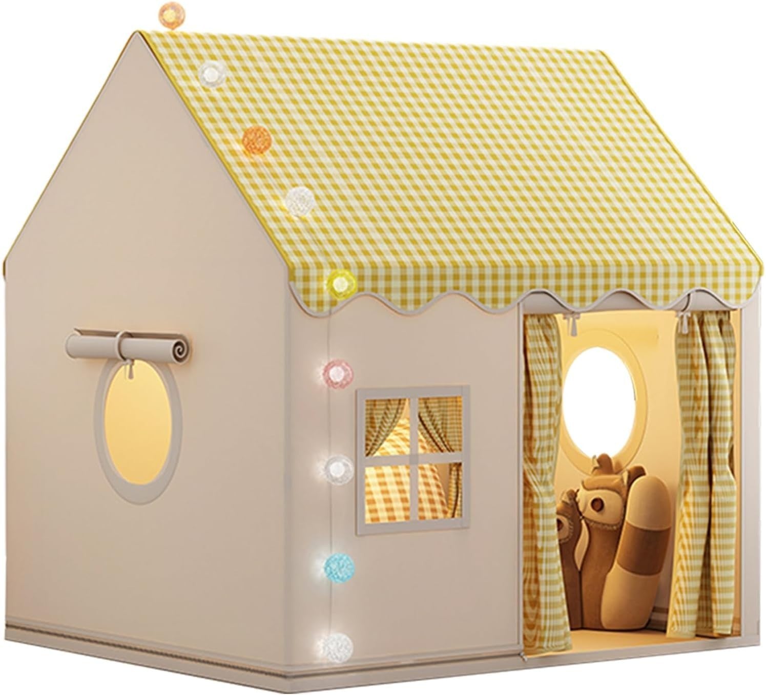 Indoor Kids Playhouse Tent w Lights Mat Window Large Toddler Den