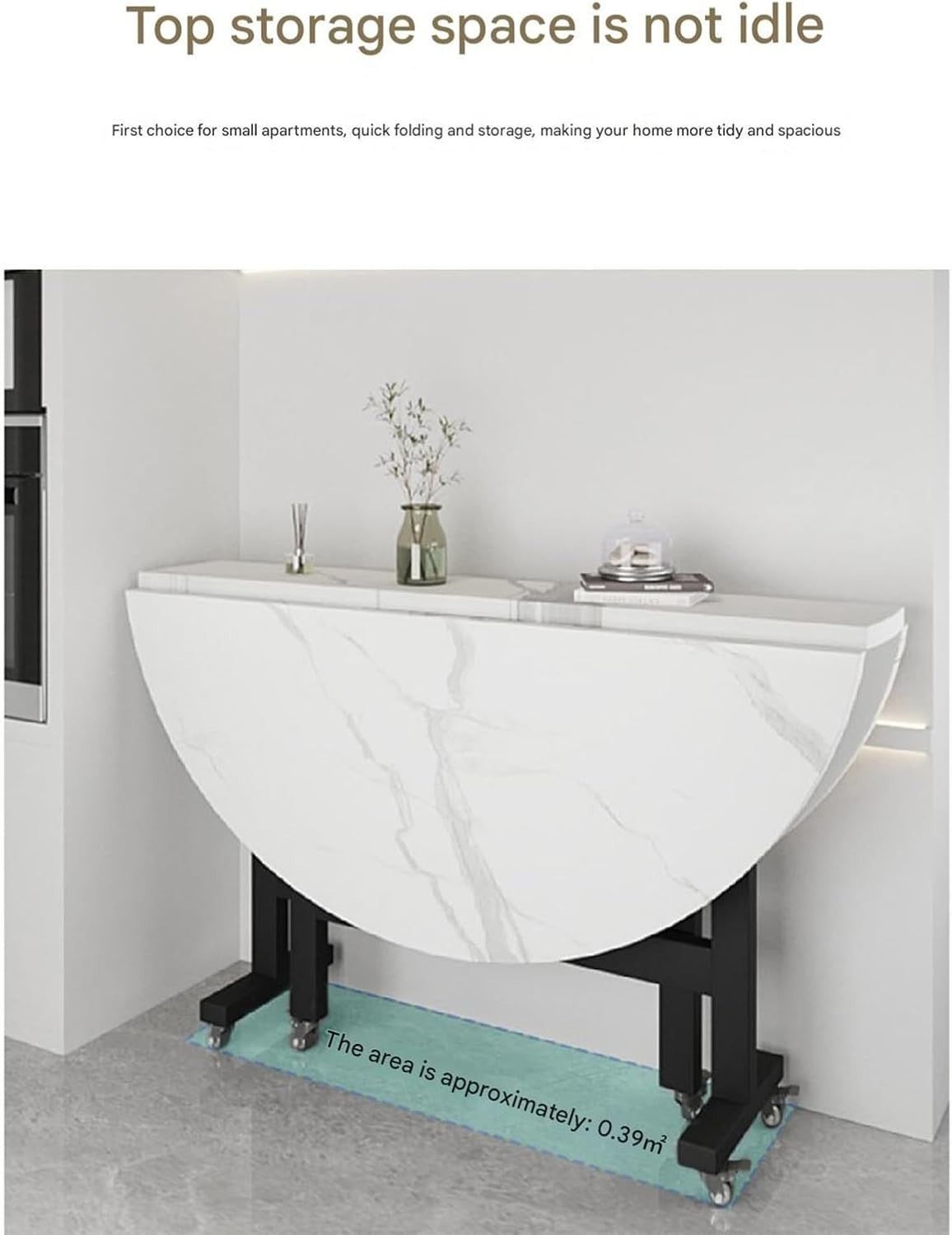 Foldable Drop Leaf Kitchen Table with 6 Wheels for Compact Spaces