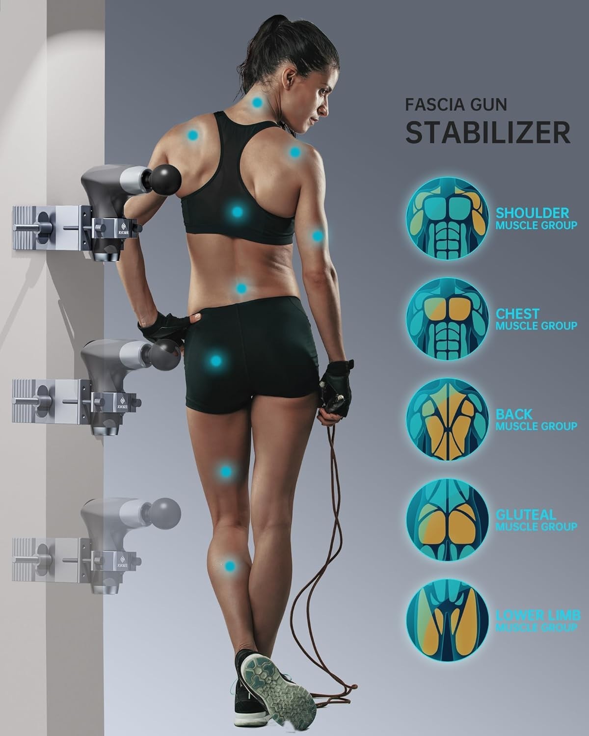 Hands Free Massage Gun Holder Wall Mount Alloy Clamp for Back & Hard Reach Areas