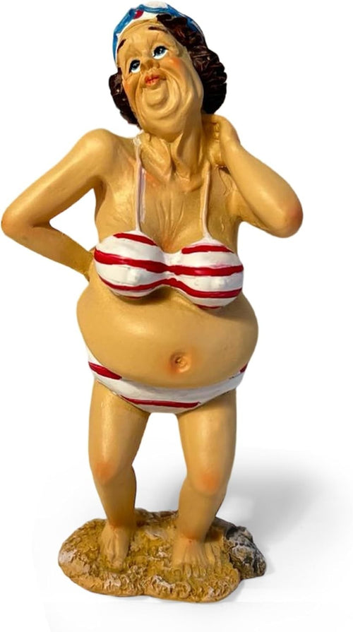Funny Beach Lady Figurine | 15cm Swimmer Ornament | Bathroom Seaside Decor Gift