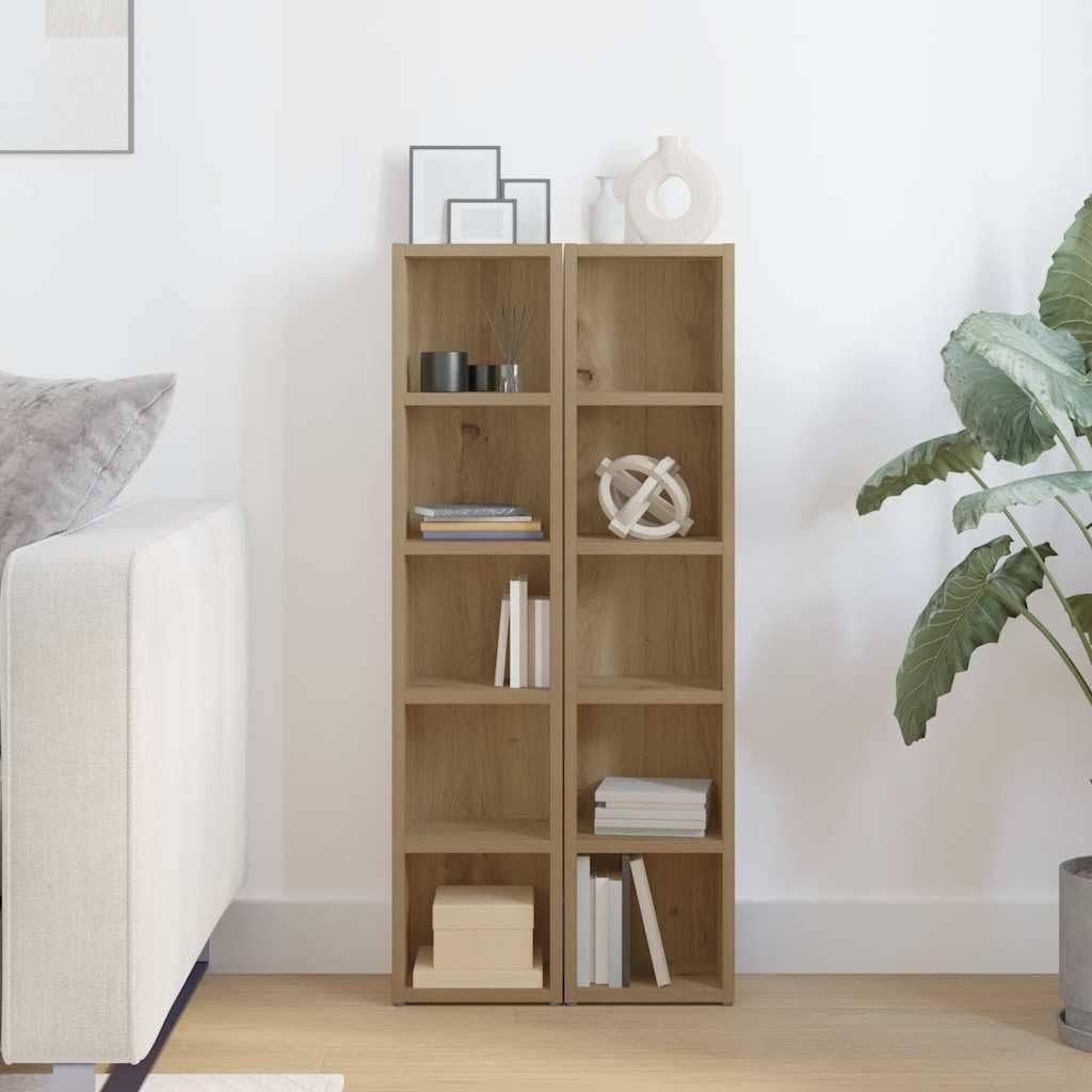 2 Pack CD Storage Cabinets Media Shelf Bookcase Display Unit Oak 80 CD