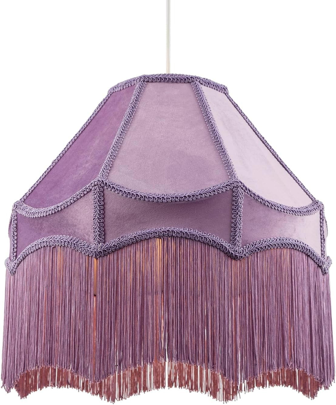 Victorian Empire Velvet Lampshade Lilac Tassel Pendant 40cm