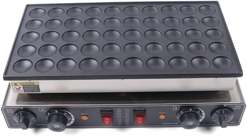 Electric Mini Dutch Pancake Maker 50PCS Non-Stick Waffle Iron 1700W Fast Heating