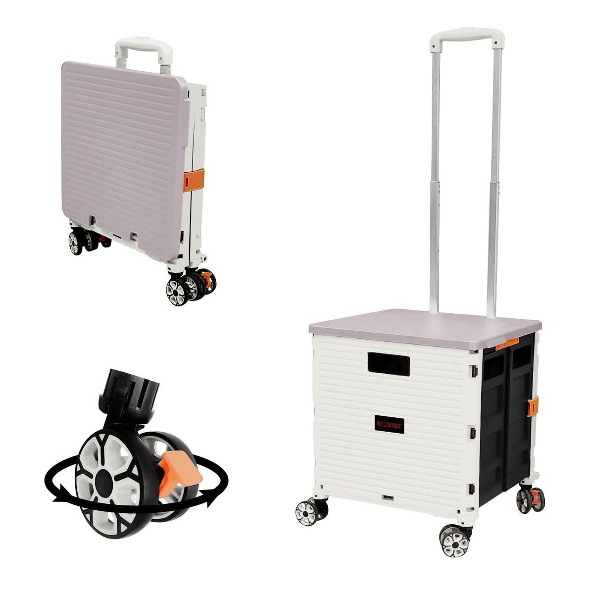 50L Heavy Duty Folding Trolley Cart 60KG with Telescopic Handle & Wheels