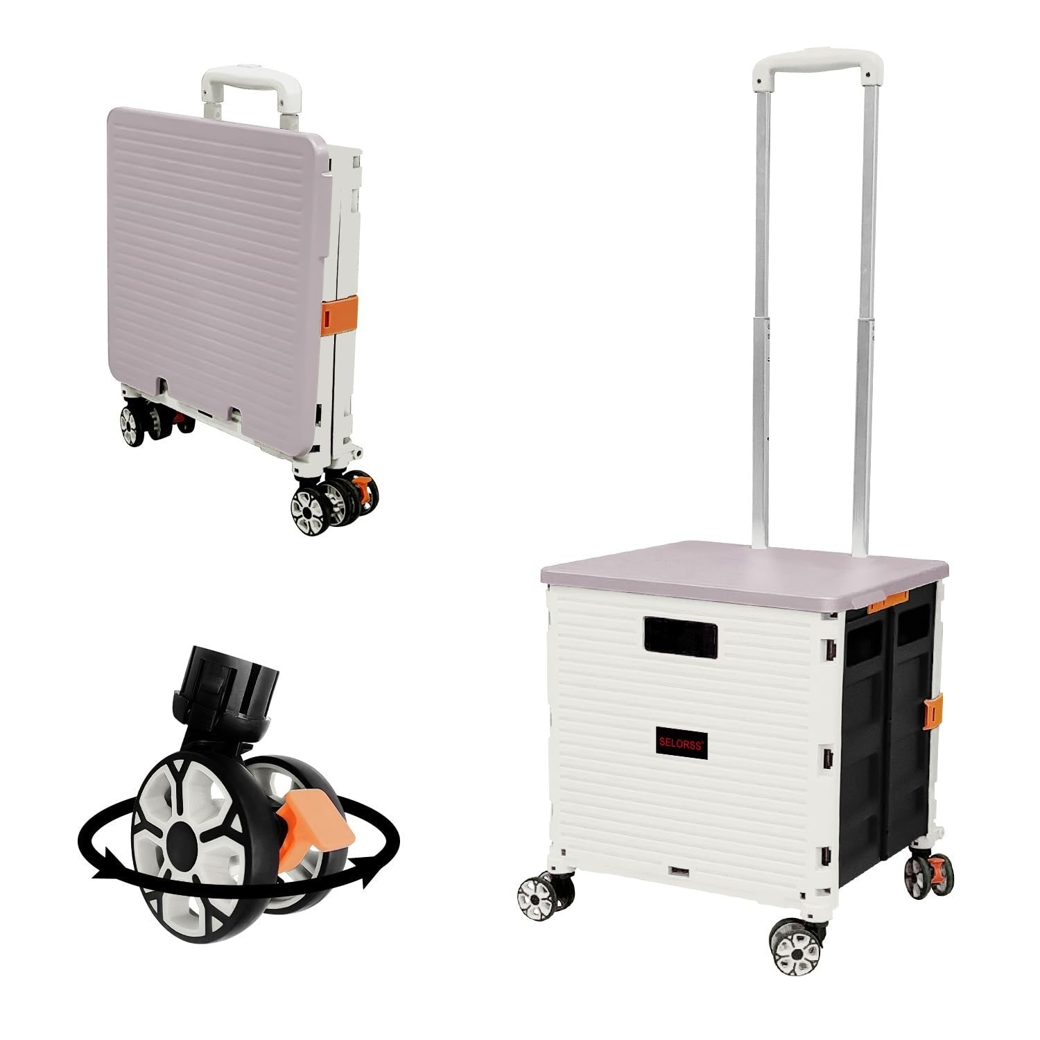 50L Heavy Duty Folding Trolley Cart 60KG with Telescopic Handle & Wheels