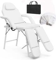 Portable 3-Section Folding Massage Table Adjustable Spa Bed With Carry Bag