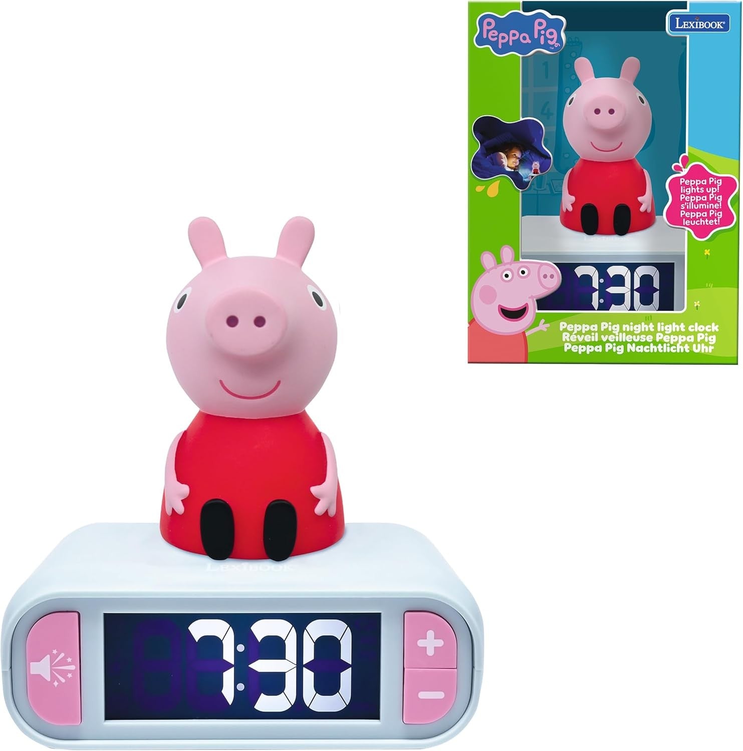 Kids Alarm Clock Night Light LCD Snooze Sound Effects Bed Clock Pink