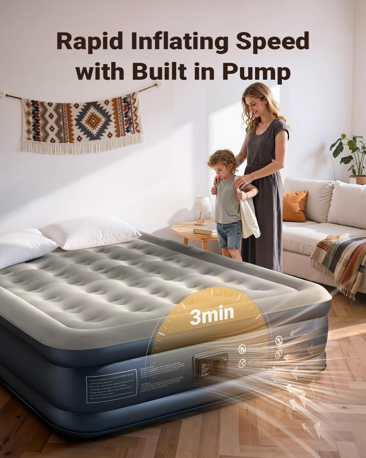 King Size Air Bed Built-In Electric Pump Self Inflating Mattress