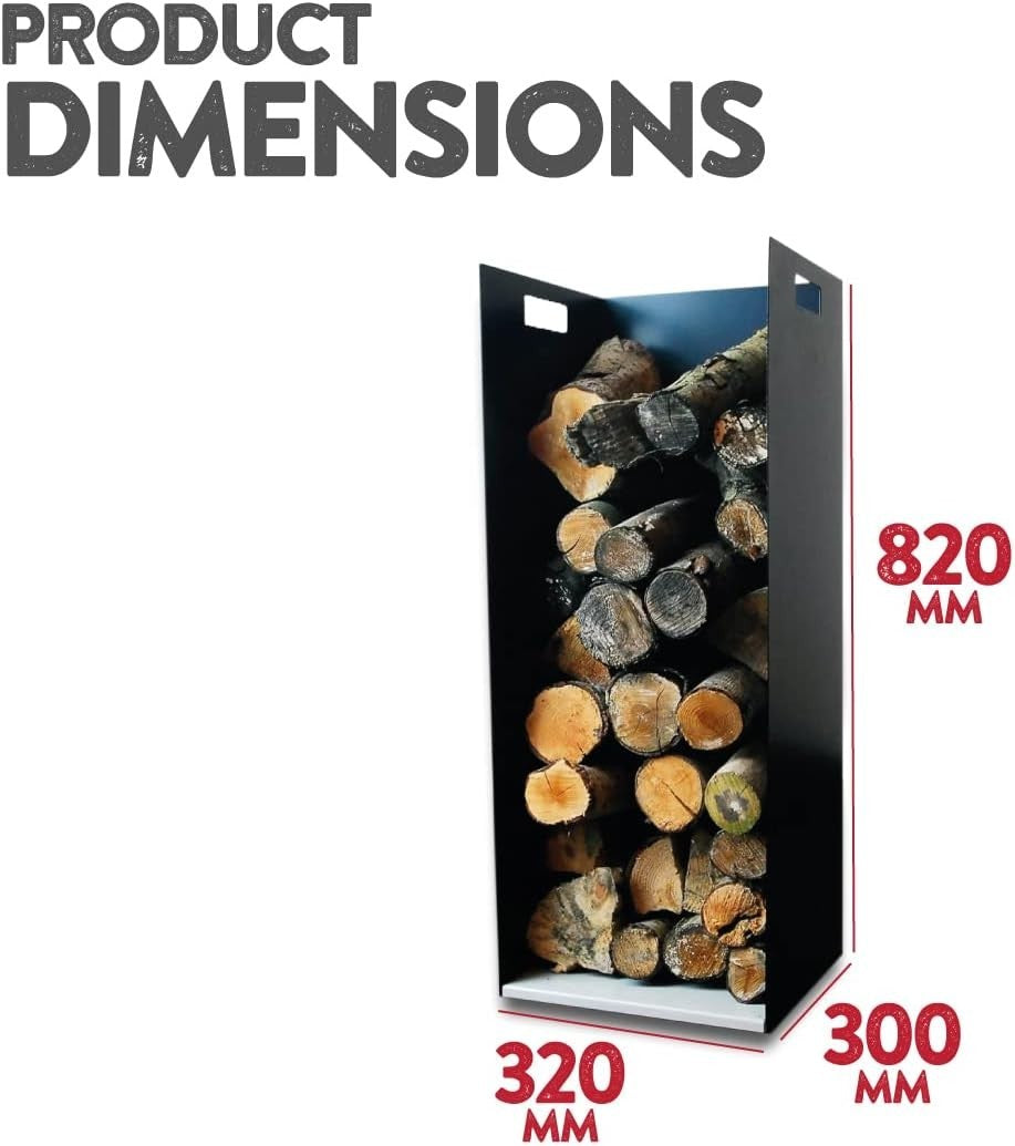 Steel Firewood Log Holder Rack - Indoor Wood Stove Storage, Rust Resistant, 82cm