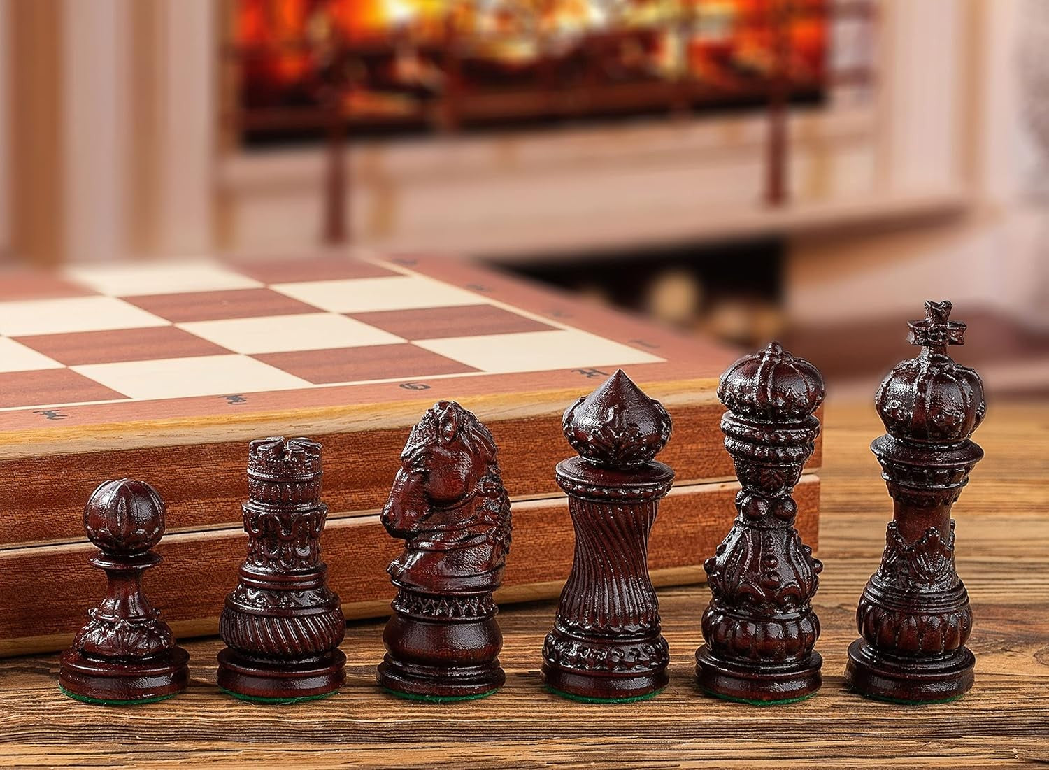 60cm Large Wooden Chess Set – Handcrafted Folding Board & Elegant Pieces