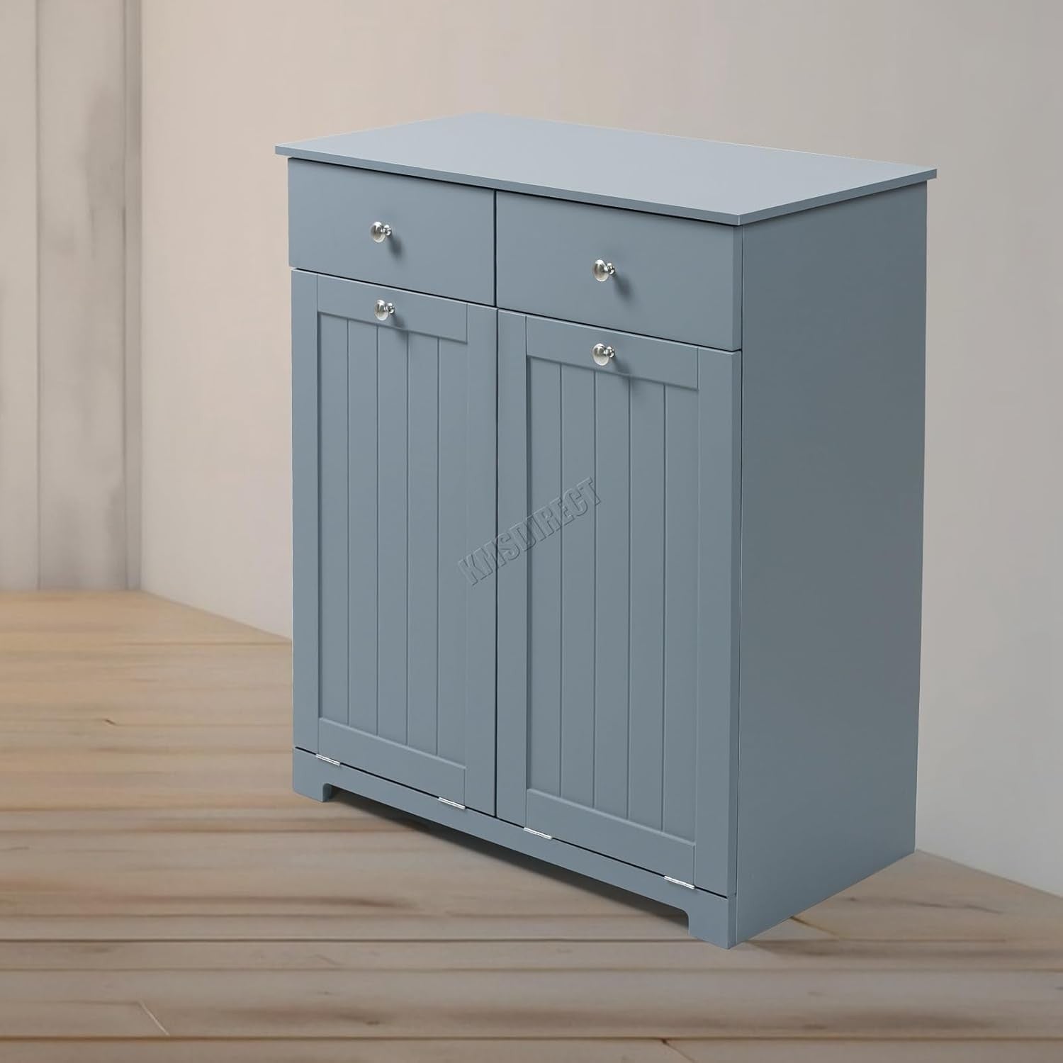 Tilt-Out Laundry Cabinet with 2 Baskets Modern Storage Unit Grey Drawers