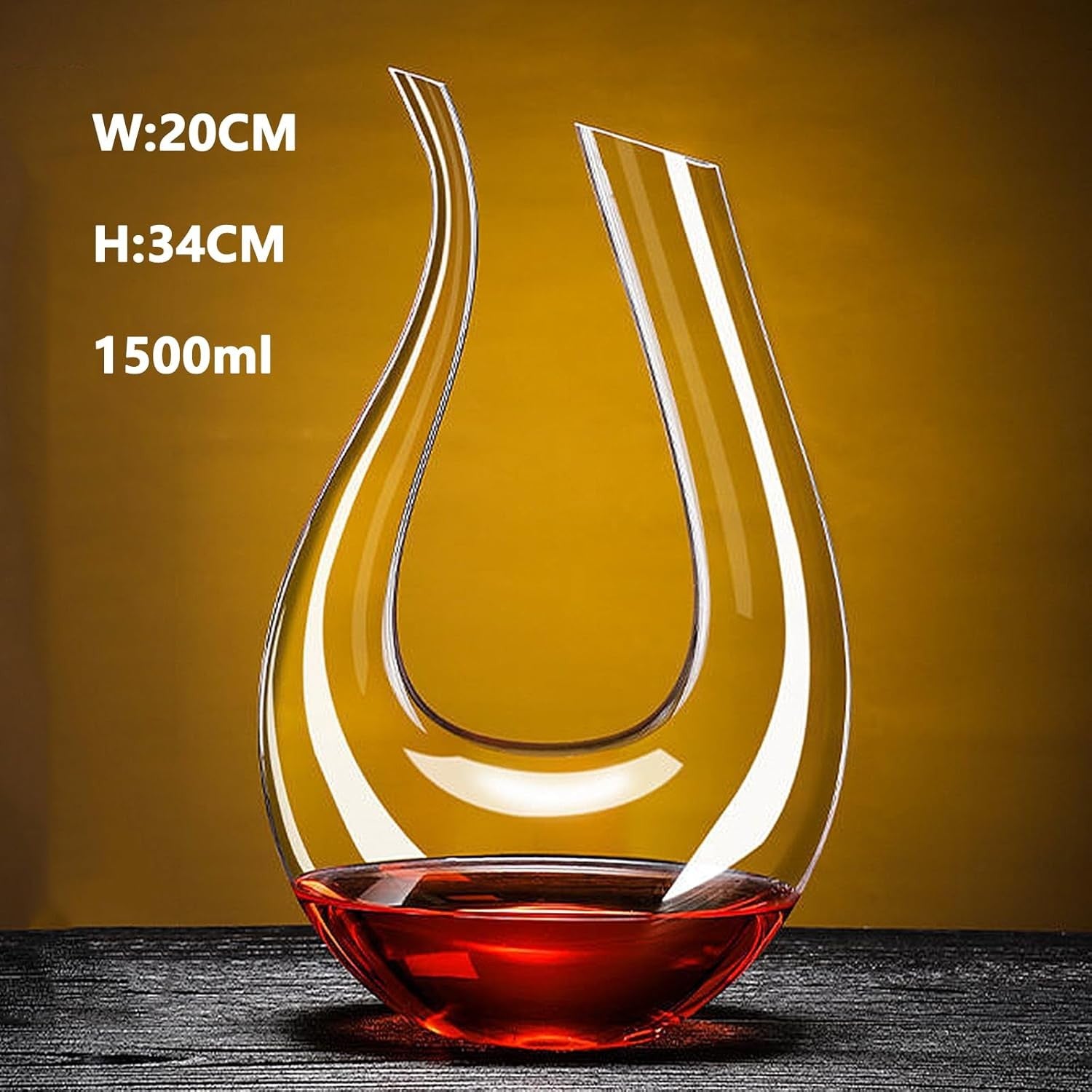 1.5L Crystal Wine Decanter Aerator | Elegant U-Shape Glass Carafe for Red Wine L