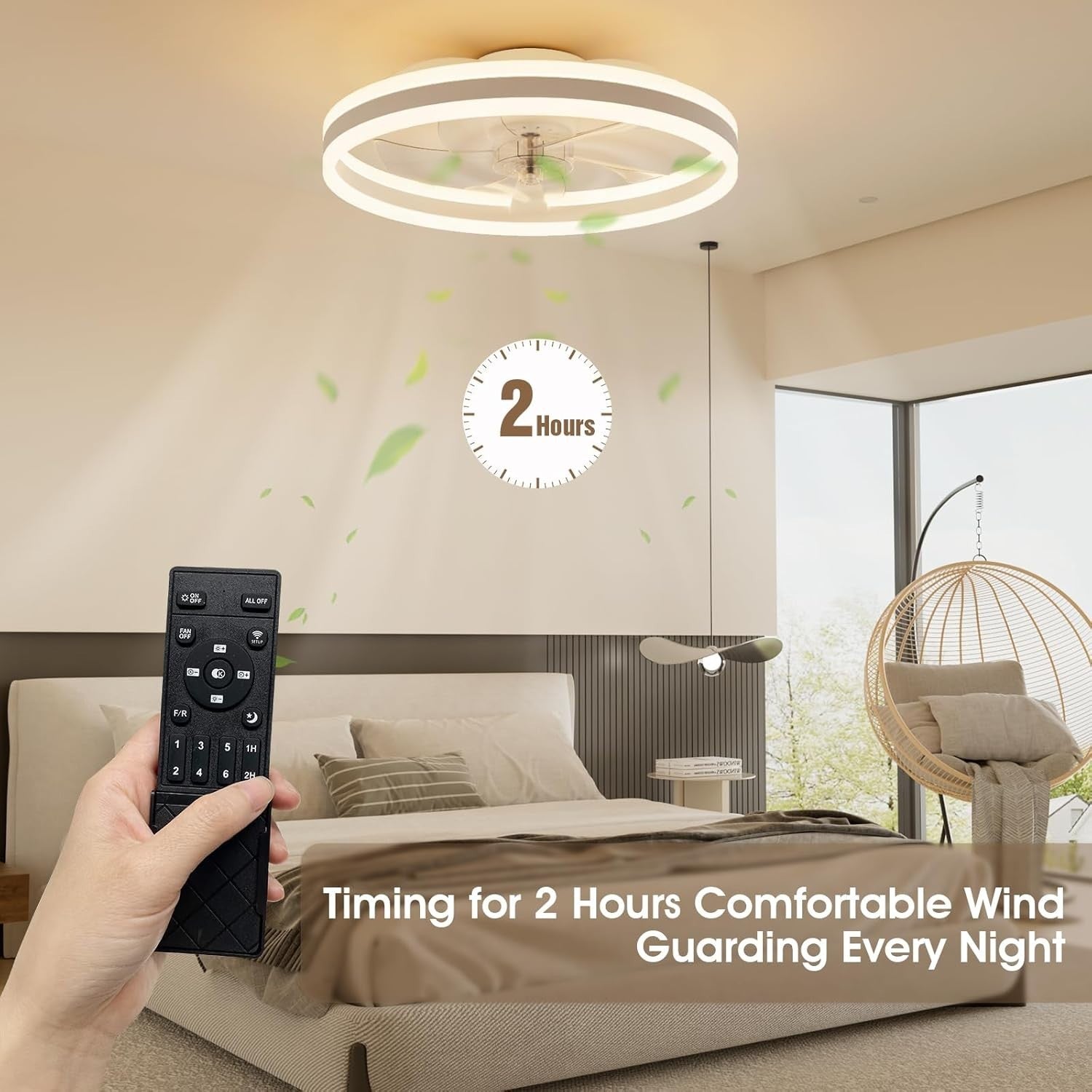 50cm LED Ceiling Fan Light with Remote, 6 Speeds, Quiet, Dimmable, Modern