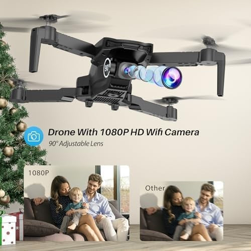 Foldable 1080P Camera Drone w/ Optical Flow 360° Flip Headless Mode 2 Batteries