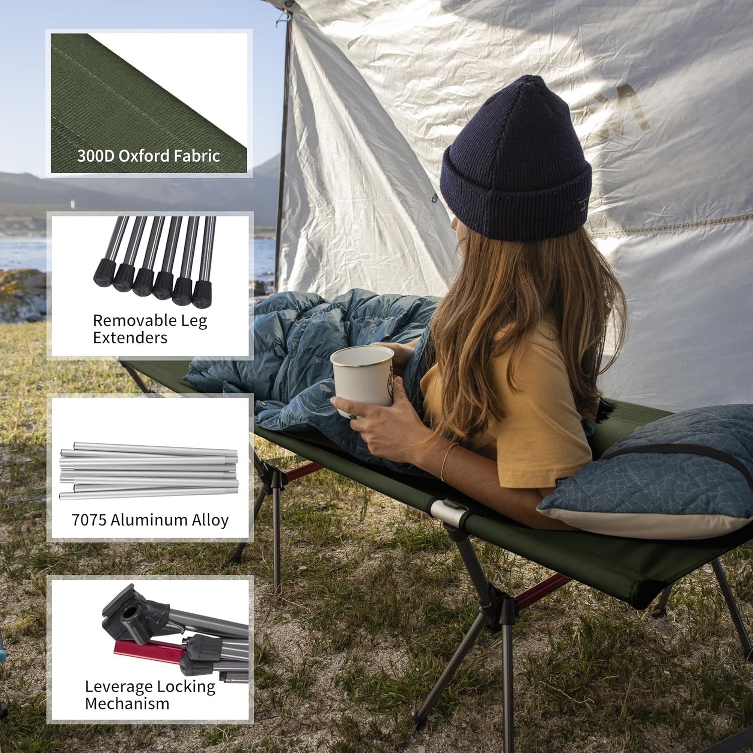 Lightweight Bamboo Folding Picnic Table with Adjustable Height – 80kg Load Capac