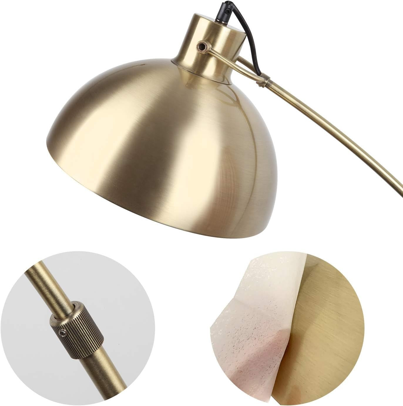 Tall Brass Arc Floor Lamp Modern Marble Base E27 Reading Light 165cm