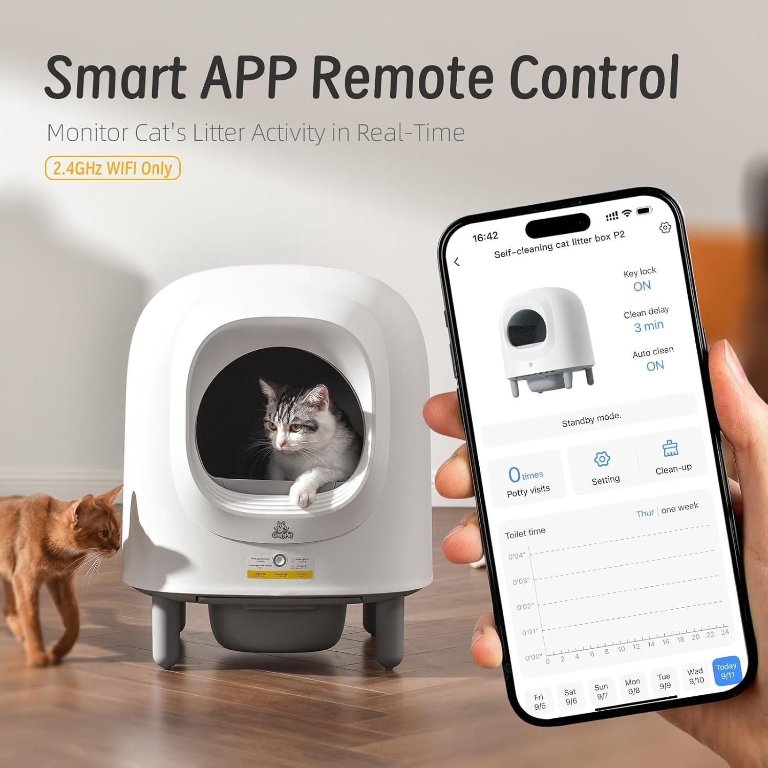 Self Cleaning Cat Litter Box APP Control XL Auto Odor Free Smart