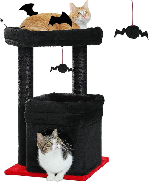 Gothic Small Cat Tree Tower with Condo Perch Sisal Scratching Post