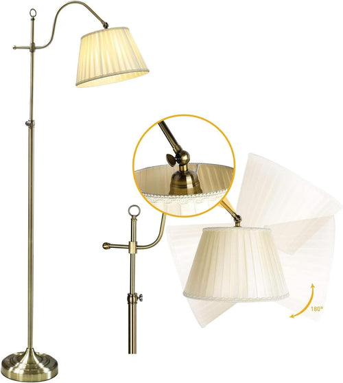 Tripod Floor Lamp Fabric Shade Modern Standing Reading Light E27 Foot Switch