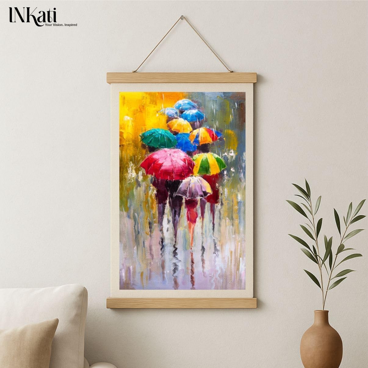 Rainy Walk Street Scene Canvas Wall Art 40×60 cm Urban Decor