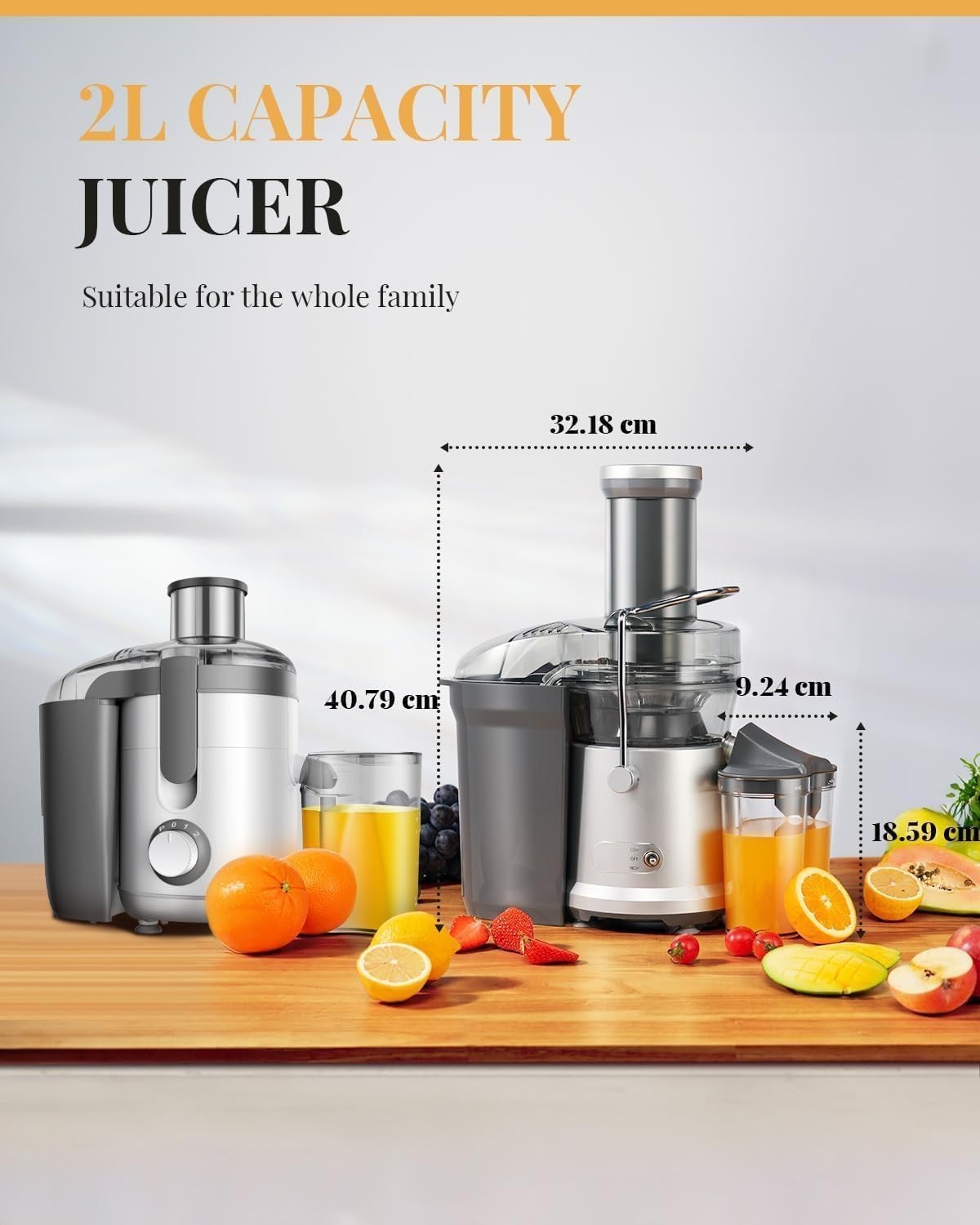 1200W Centrifugal Juicer 81mm Wide Chute Whole Fruit 2L Easy Clean
