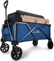 Blue 120L Heavy Duty Folding Festival Camping Trolley 100kg All-Terrain Wagon