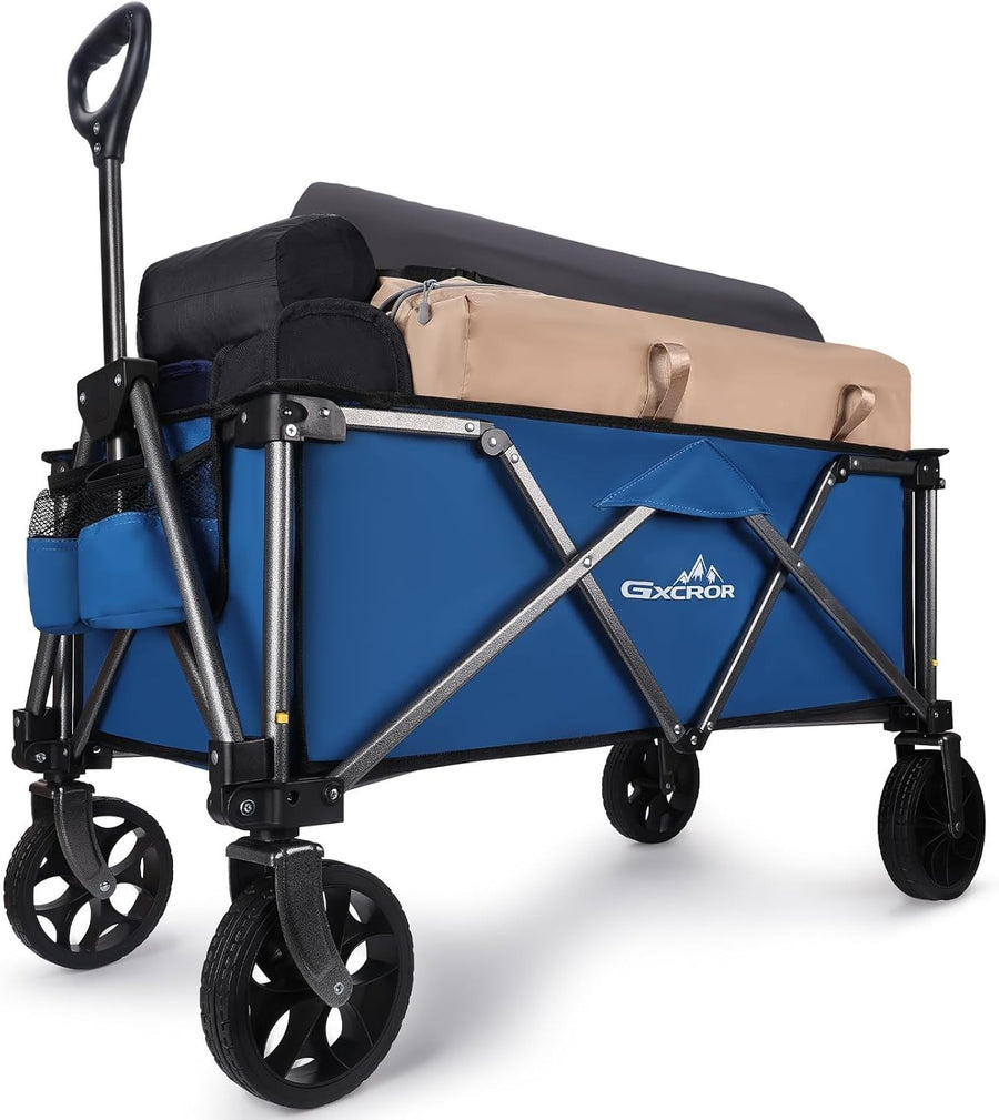 Blue 120L Heavy Duty Folding Festival Camping Trolley 100kg All-Terrain Wagon