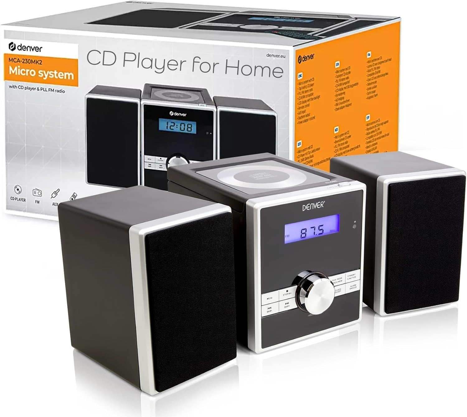 Mini HiFi CD Player Stereo System FM Radio Alarm Clock Remote AUX In