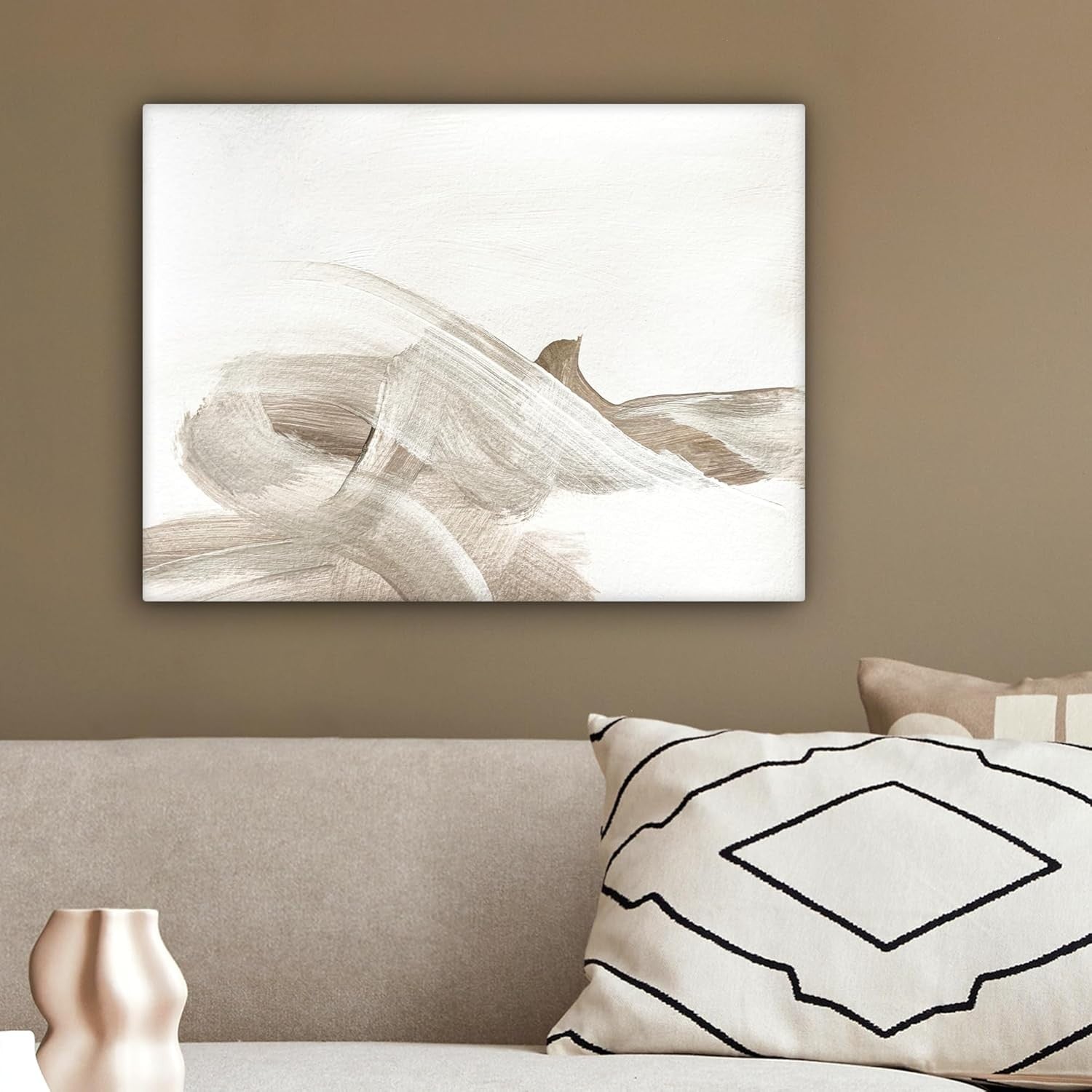 Beige Abstract Canvas Wall Art 40x30cm Framed Print