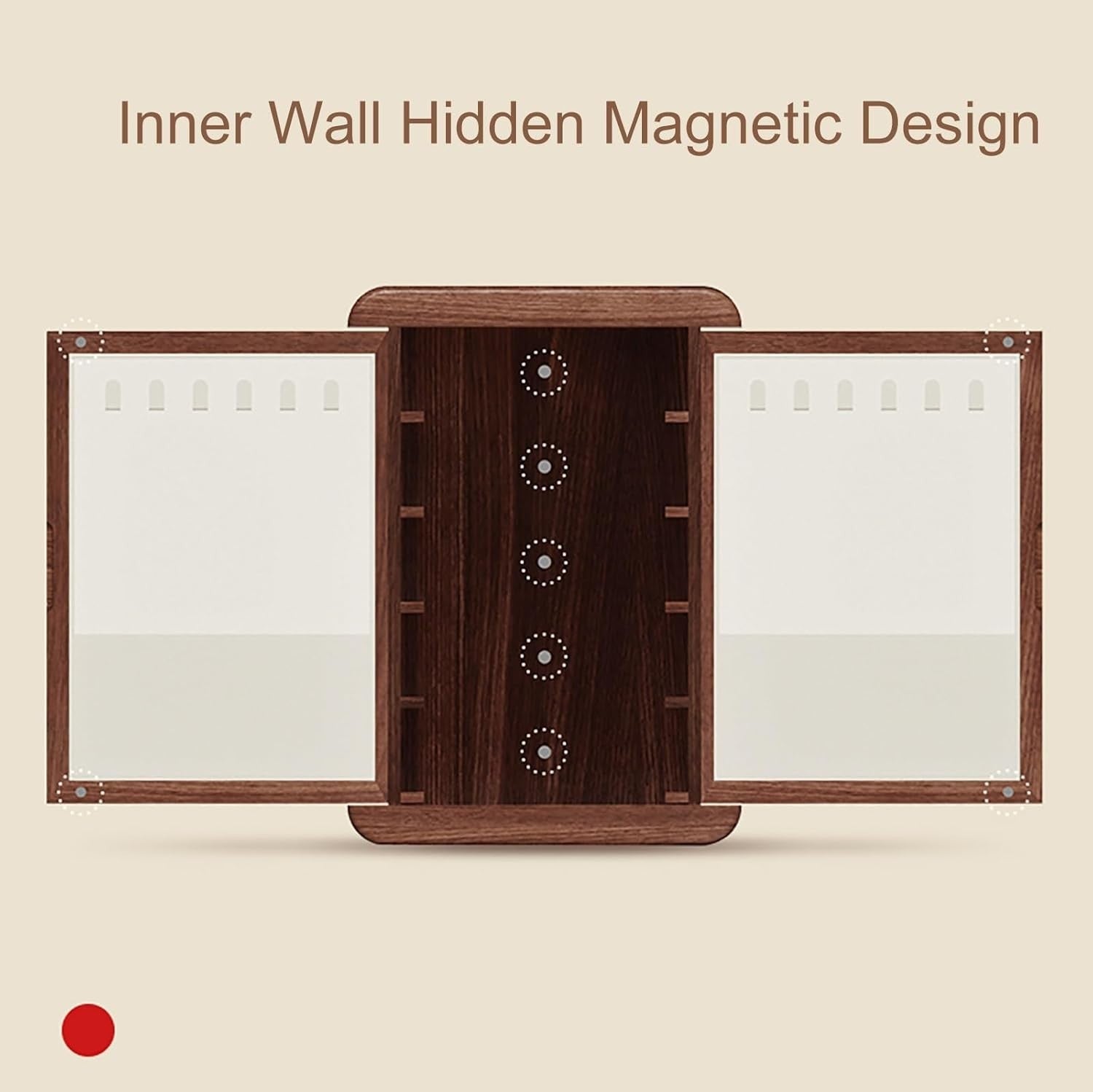 Retro Wooden Jewelry Organizer Box Multi Layer Drawer Magnetic Door