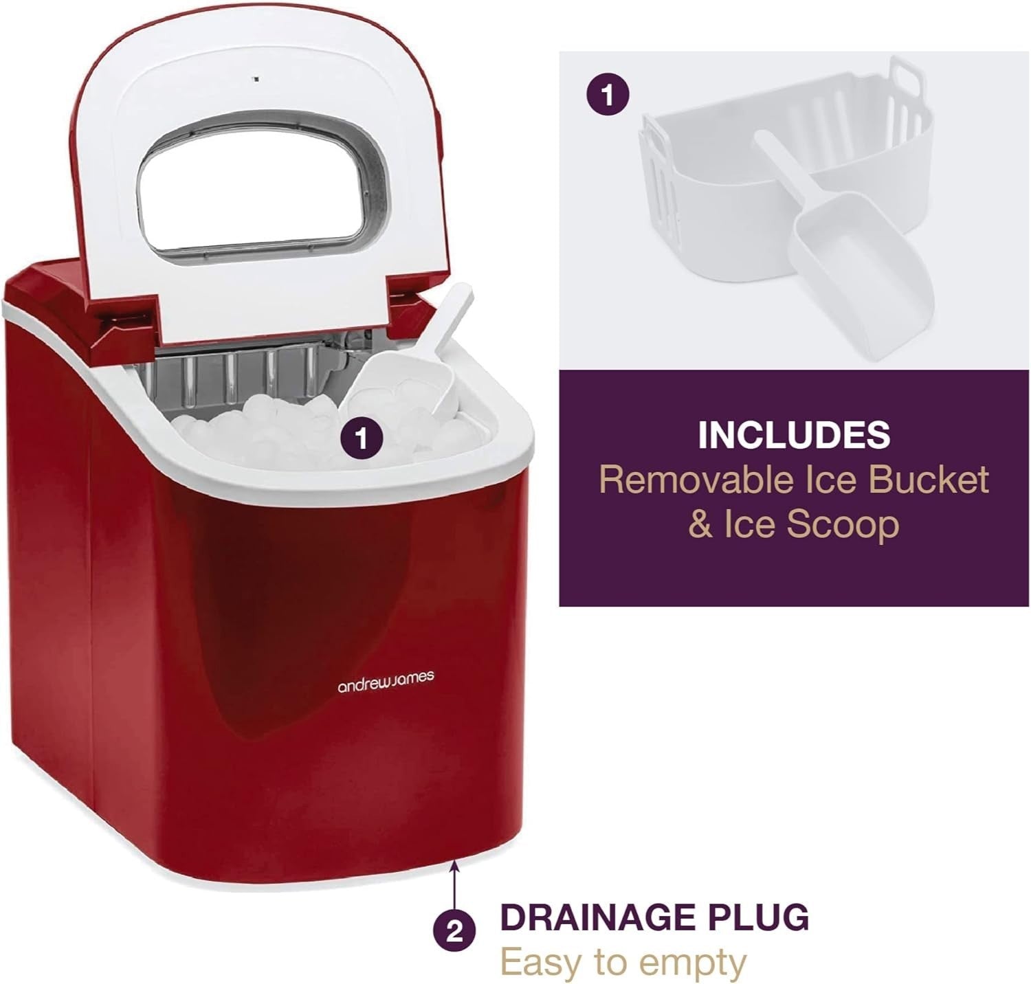 Countertop Ice Cube Maker Fast Ice 2.2L Self Cleaning Portable Machine