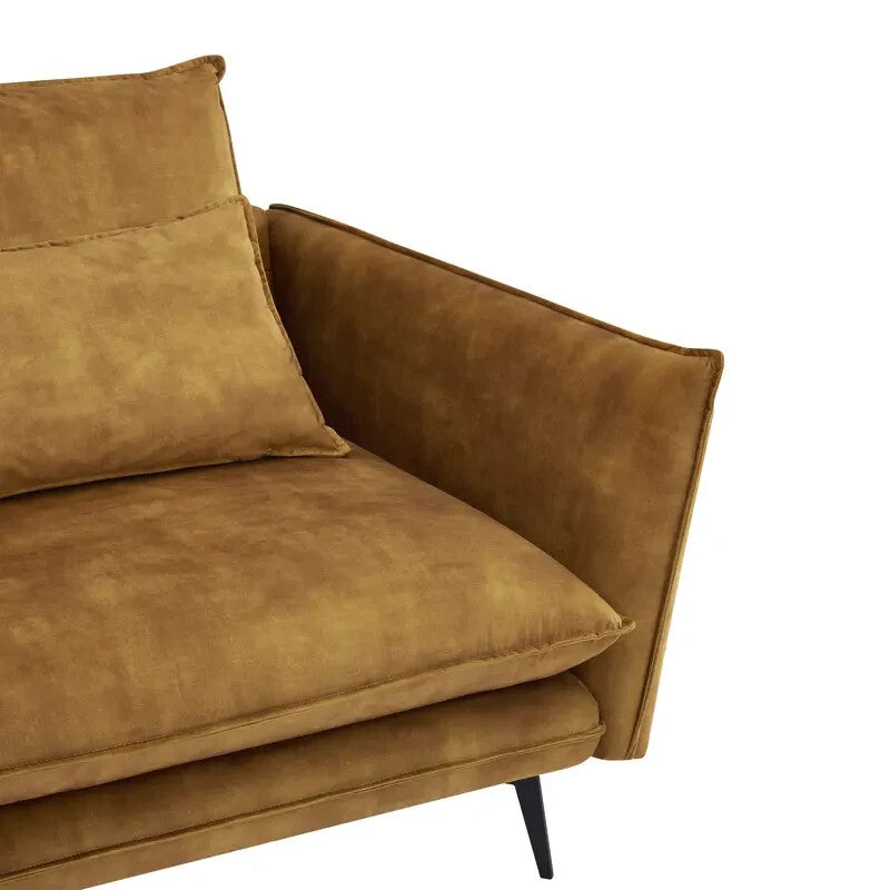 Luxury Velvet Corner Sofa Left Chaise 3 Seater Gold | Modern UK Made
