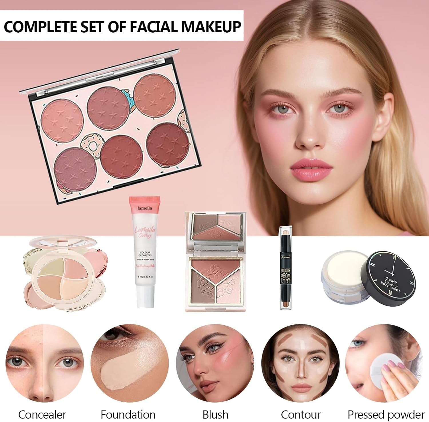 34pc Makeup Kit – Eyeshadow, Lipstick, Brushes & Travel Bag