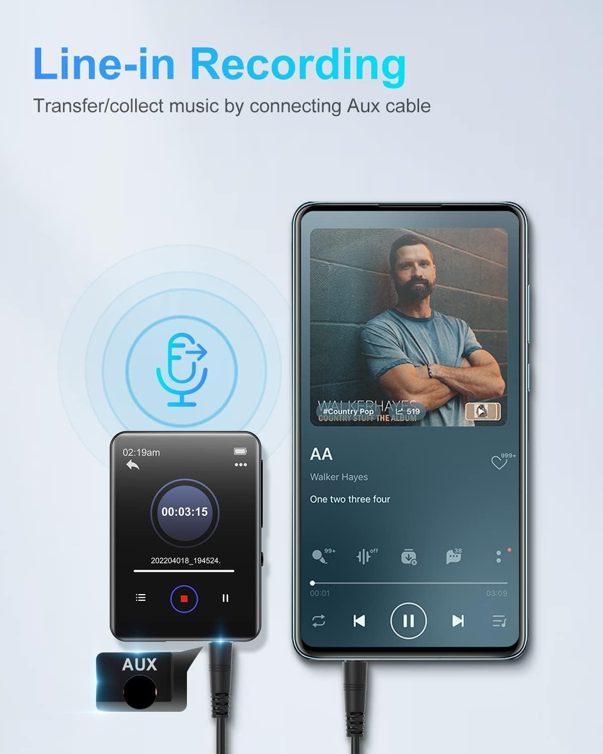 Bluetooth 5.0 32GB 2.4″ MP3 Player with FM Radio, Recorder & Expandable