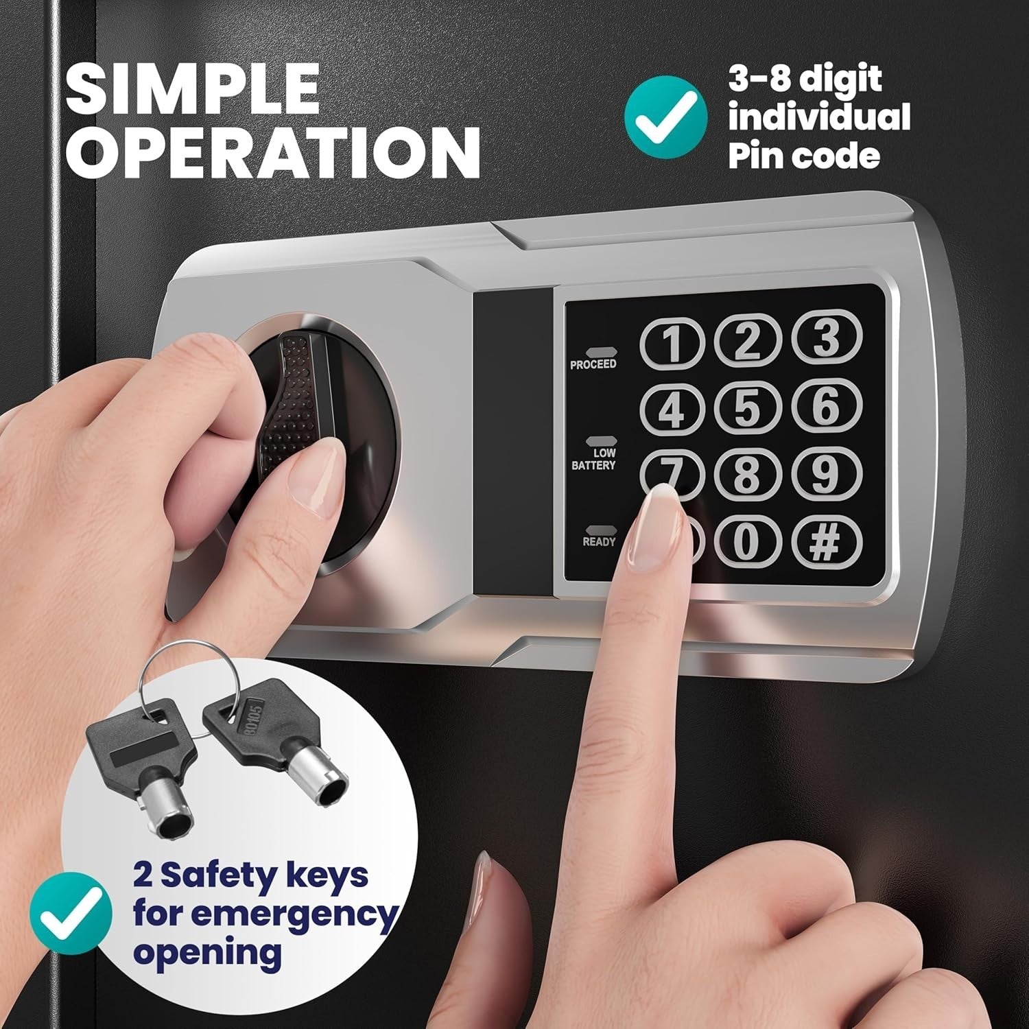 Electronic Digital Safe Box LED Light Key Override Cash Jewellery Safe